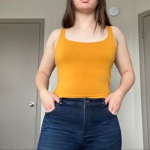 NWT forever 21 mustard cropped tank top size L